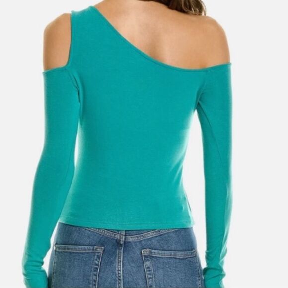WEWOREWHAT COLD SHOULDER TOP RIB RAYON TEAL GREEN SIZE MEDIUM NWT - Picture 2 of 4